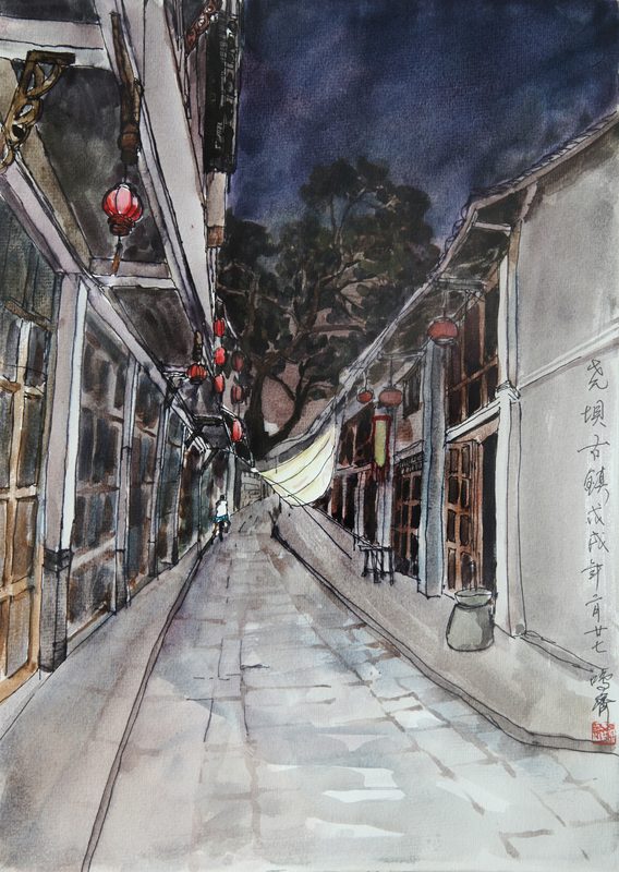 In Yaoba Ancient Town, stone lanes run deep and grey tiles mirror the years